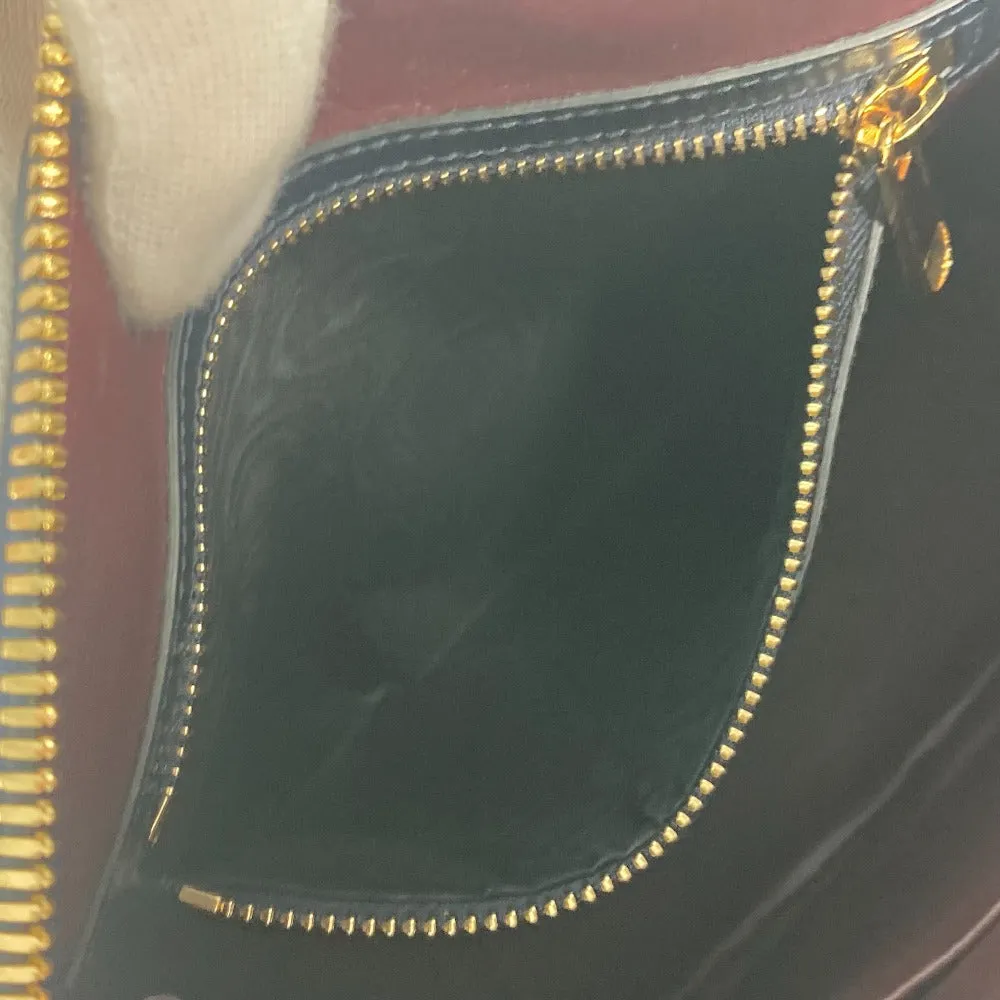 GUCCI Handbag 621220 Canvas leather beige x dark navy Horsebit 1955 Small top handle Women Used