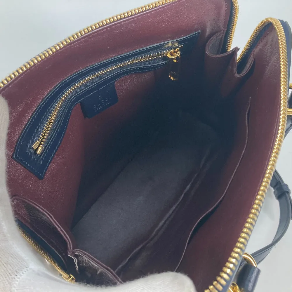GUCCI Handbag 621220 Canvas leather beige x dark navy Horsebit 1955 Small top handle Women Used