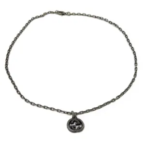 GUCCI Necklace 604155 J8400 0811 Ag925 Silver (smoked) GG logo Interlocking G Pendant mens Used