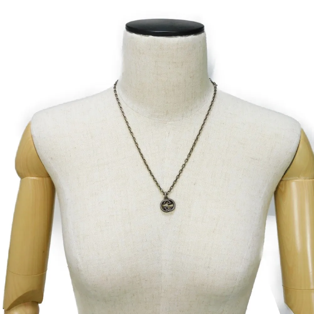 GUCCI Necklace 604155 J8400 0811 Ag925 Silver (smoked) GG logo Interlocking G Pendant mens Used