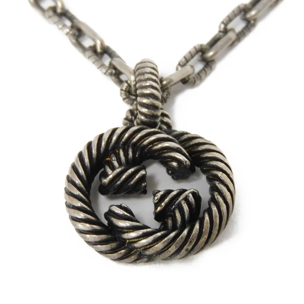 GUCCI Necklace 604155 J8400 0811 Ag925 Silver (smoked) GG logo Interlocking G Pendant mens Used