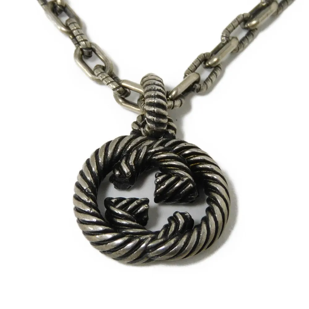 GUCCI Necklace 604155 J8400 0811 Ag925 Silver (smoked) GG logo Interlocking G Pendant mens Used