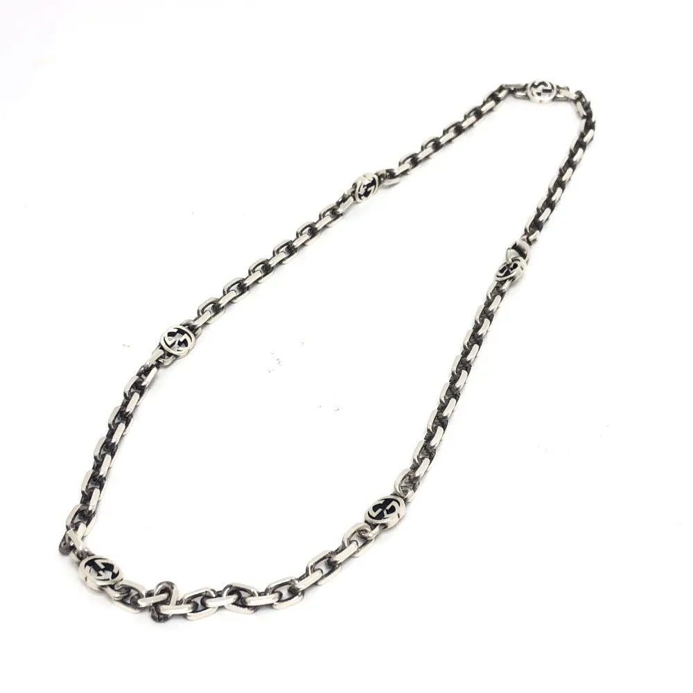 GUCCI Necklace SV925 Silver Interlocking G mens Used