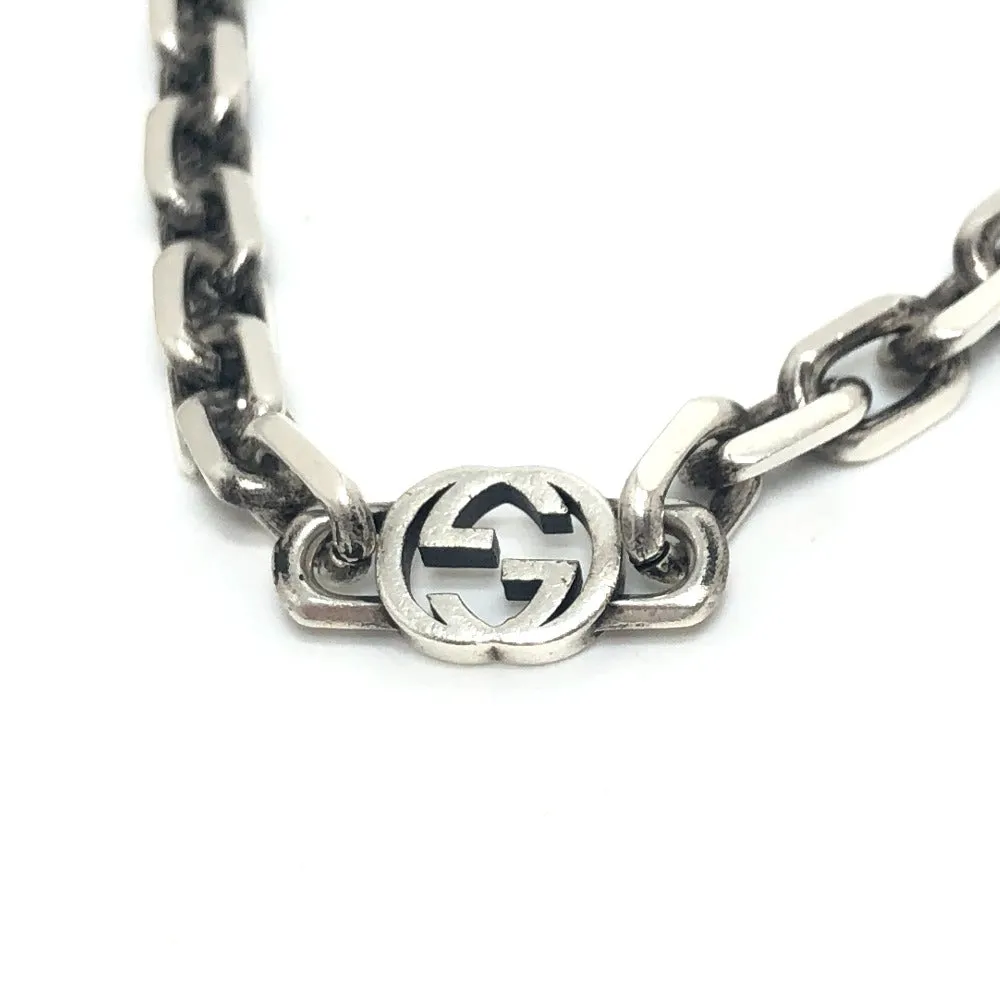 GUCCI Necklace SV925 Silver Interlocking G mens Used