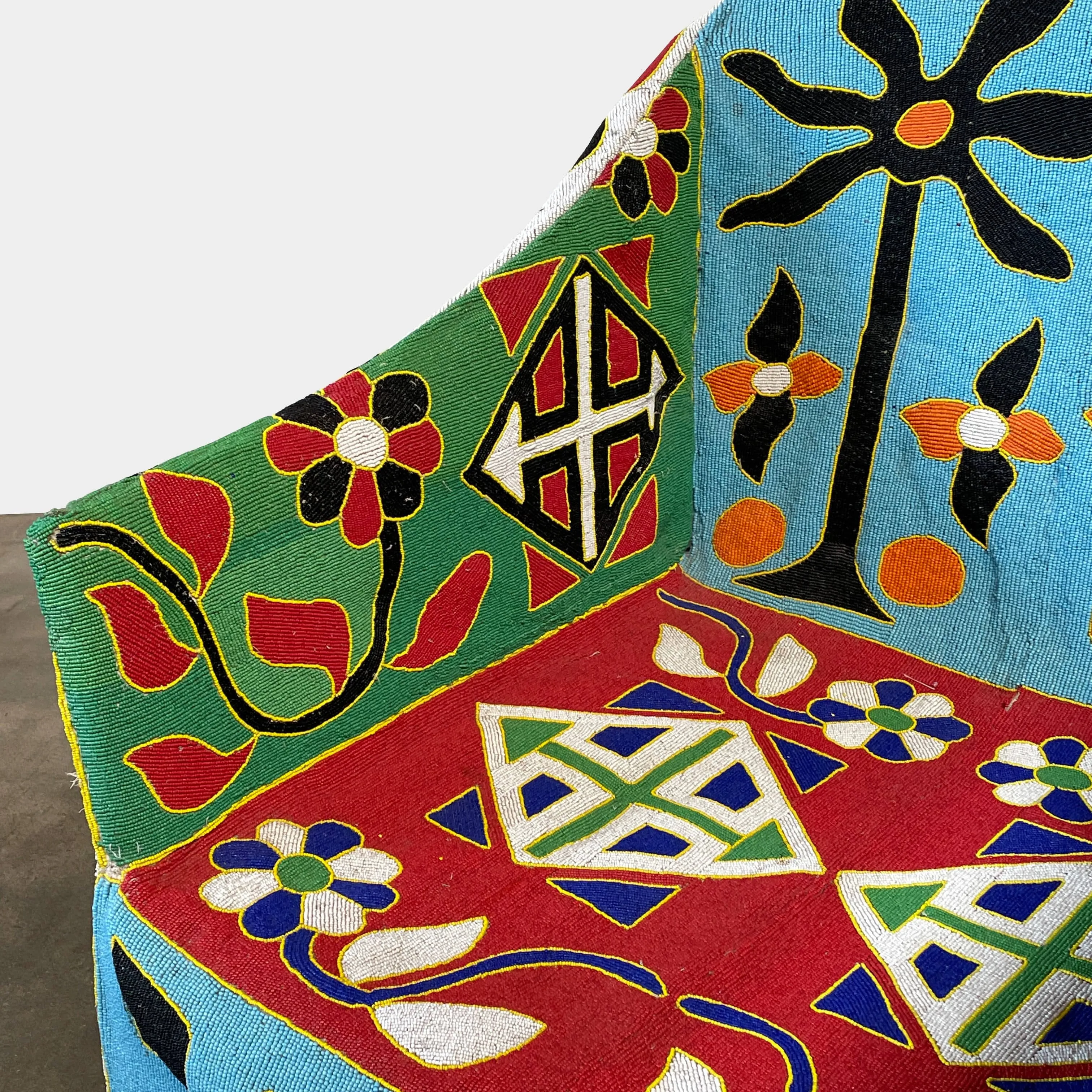 Hand Beaded African Yoruba Chair