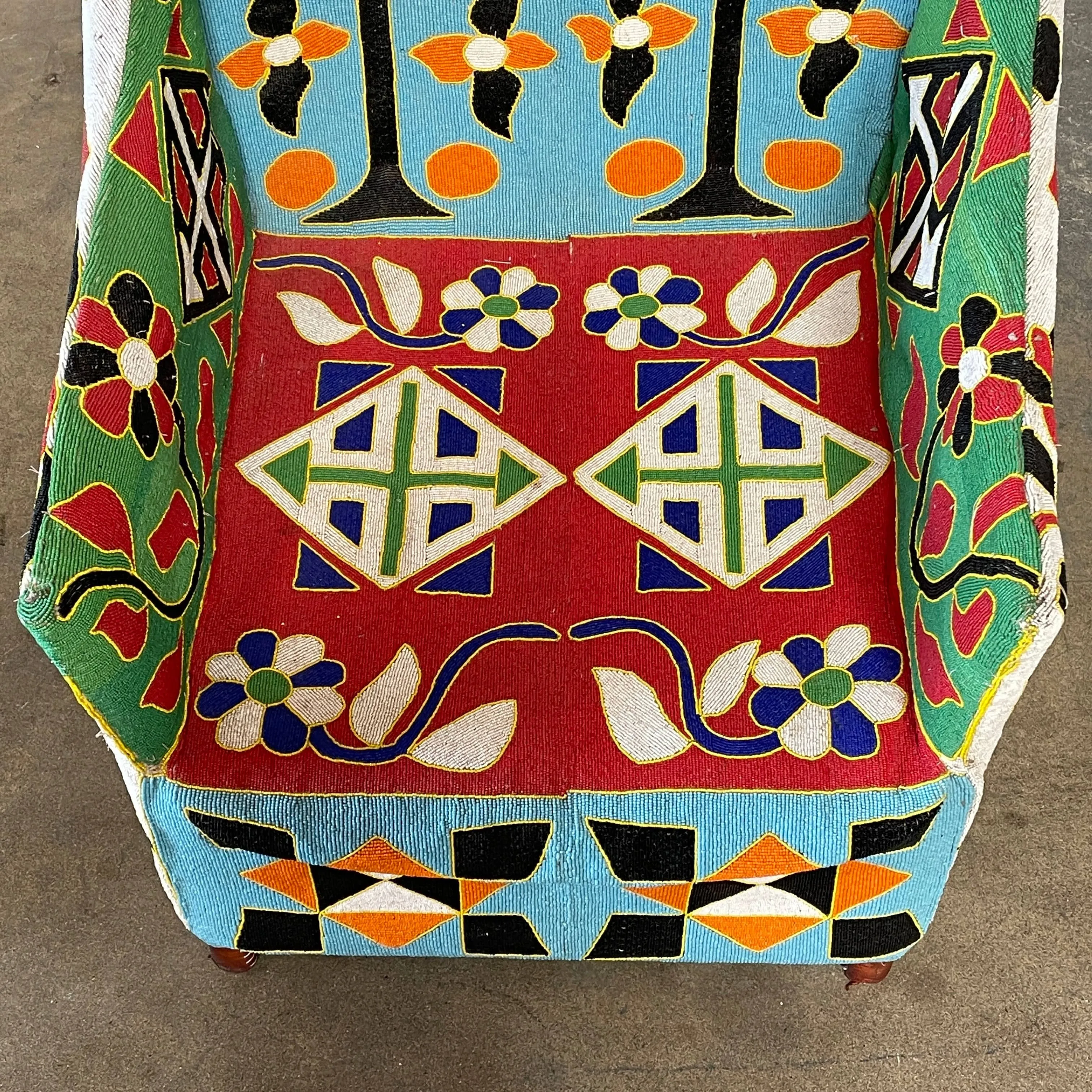 Hand Beaded African Yoruba Chair