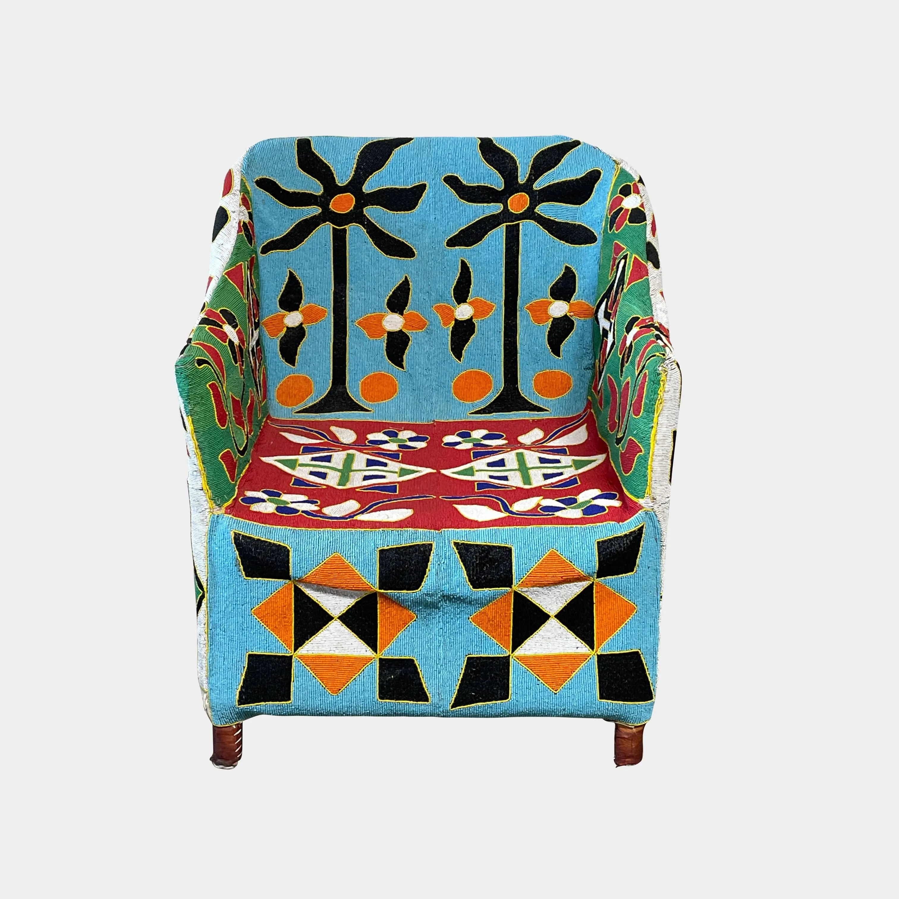 Hand Beaded African Yoruba Chair