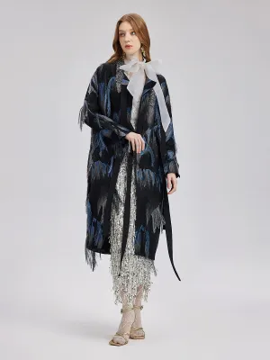 Italian Tassel Beaded Wool Coat