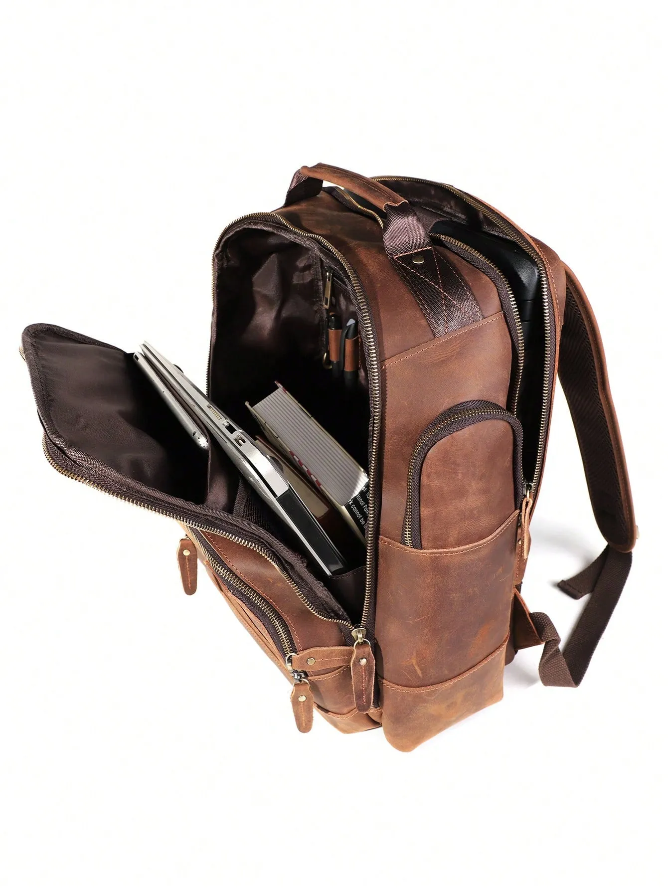 Joyir Men's Vintage Genuine Leather Backpack 15.6 Laptop Bag Large Capacity Business Travel Hiking
