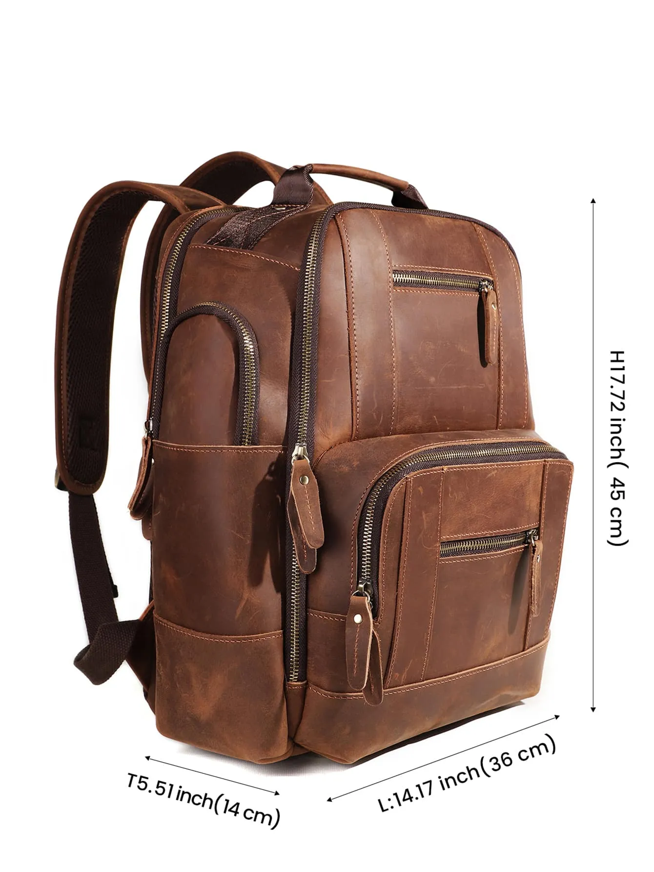 Joyir Men's Vintage Genuine Leather Backpack 15.6 Laptop Bag Large Capacity Business Travel Hiking