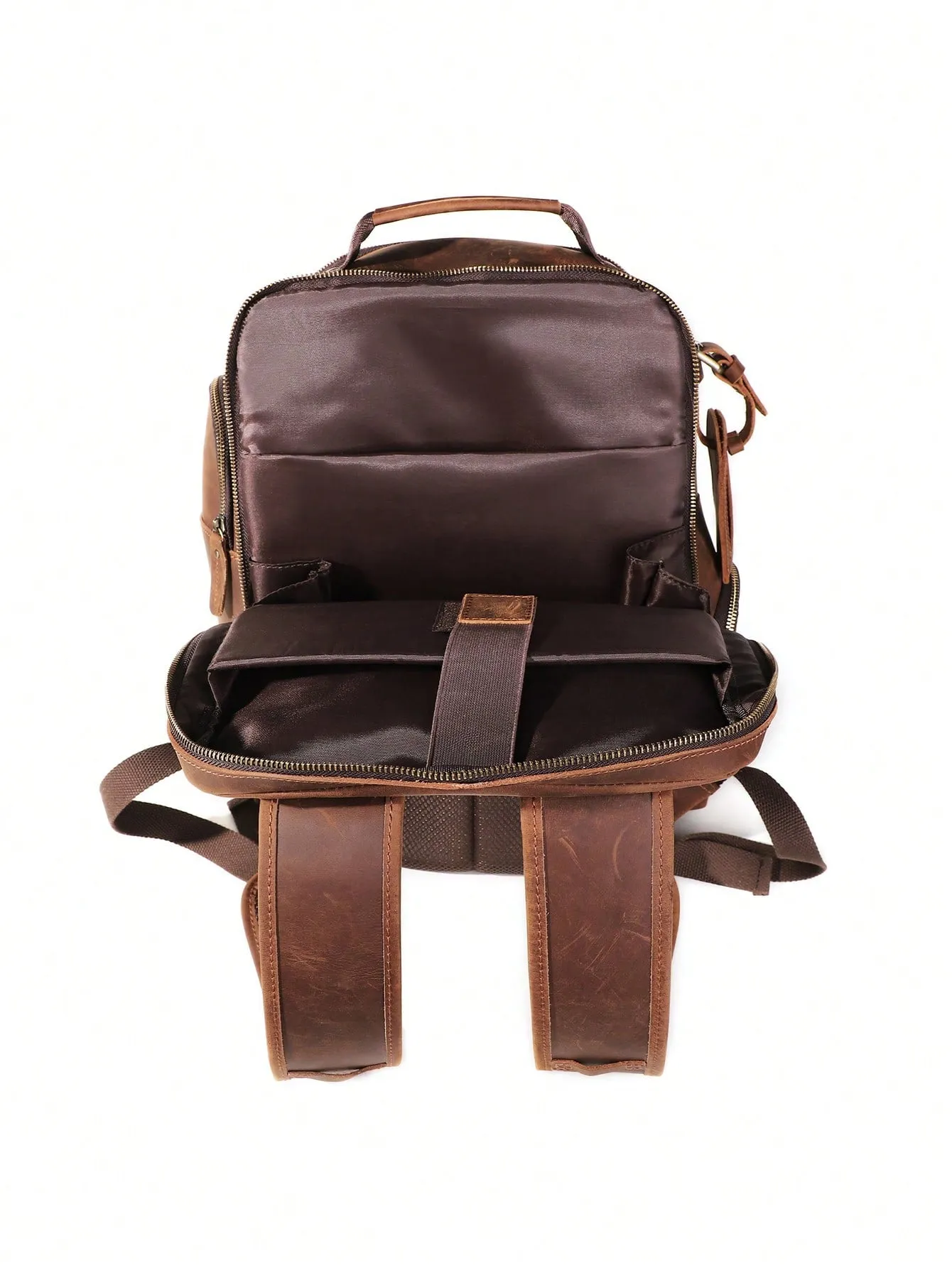 Joyir Men's Vintage Genuine Leather Backpack 15.6 Laptop Bag Large Capacity Business Travel Hiking