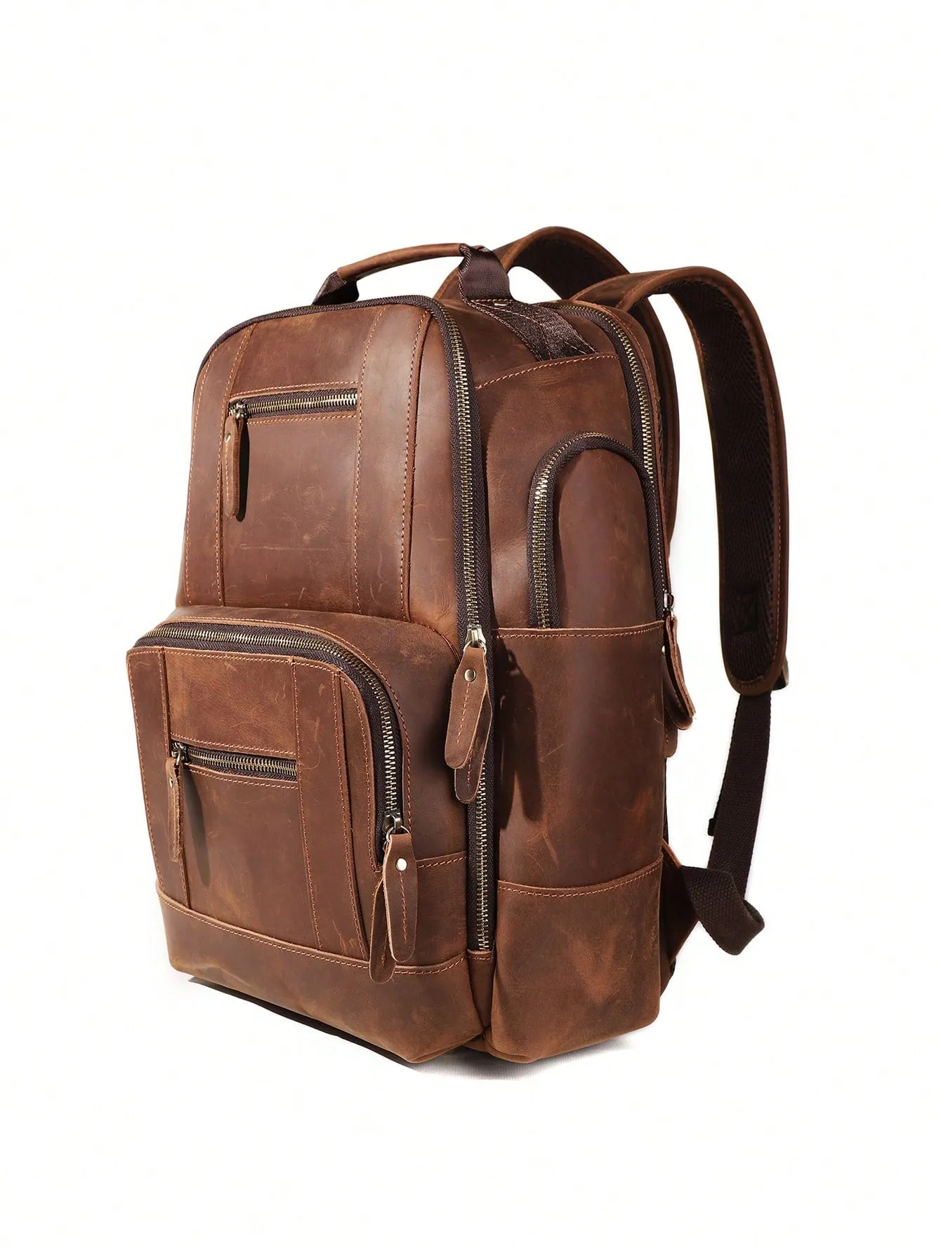 Joyir Men's Vintage Genuine Leather Backpack 15.6 Laptop Bag Large Capacity Business Travel Hiking
