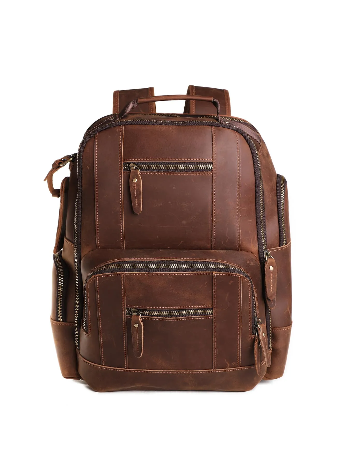 Joyir Men's Vintage Genuine Leather Backpack 15.6 Laptop Bag Large Capacity Business Travel Hiking