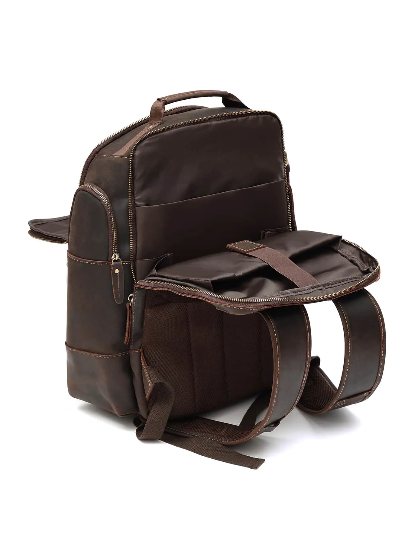 Joyir Men's Vintage Genuine Leather Backpack 15.6 Laptop Bag Large Capacity Business Travel Hiking