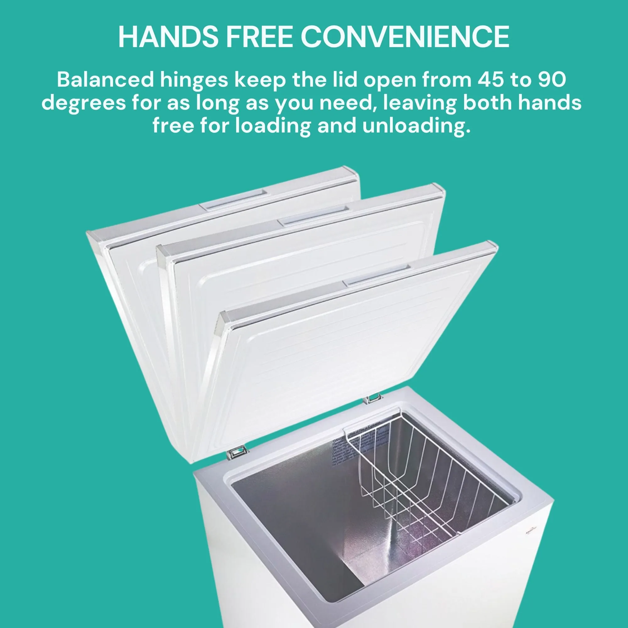 Koolatron Compact Chest Freezer, 3.5 cu ft (99L), White, Manual Defrost Deep Freeze, Storage Basket, Space-Saving Flat Back, Stay-Open Lid, Front-Access Defrost Drain, for Apartment, Condo, Cottage