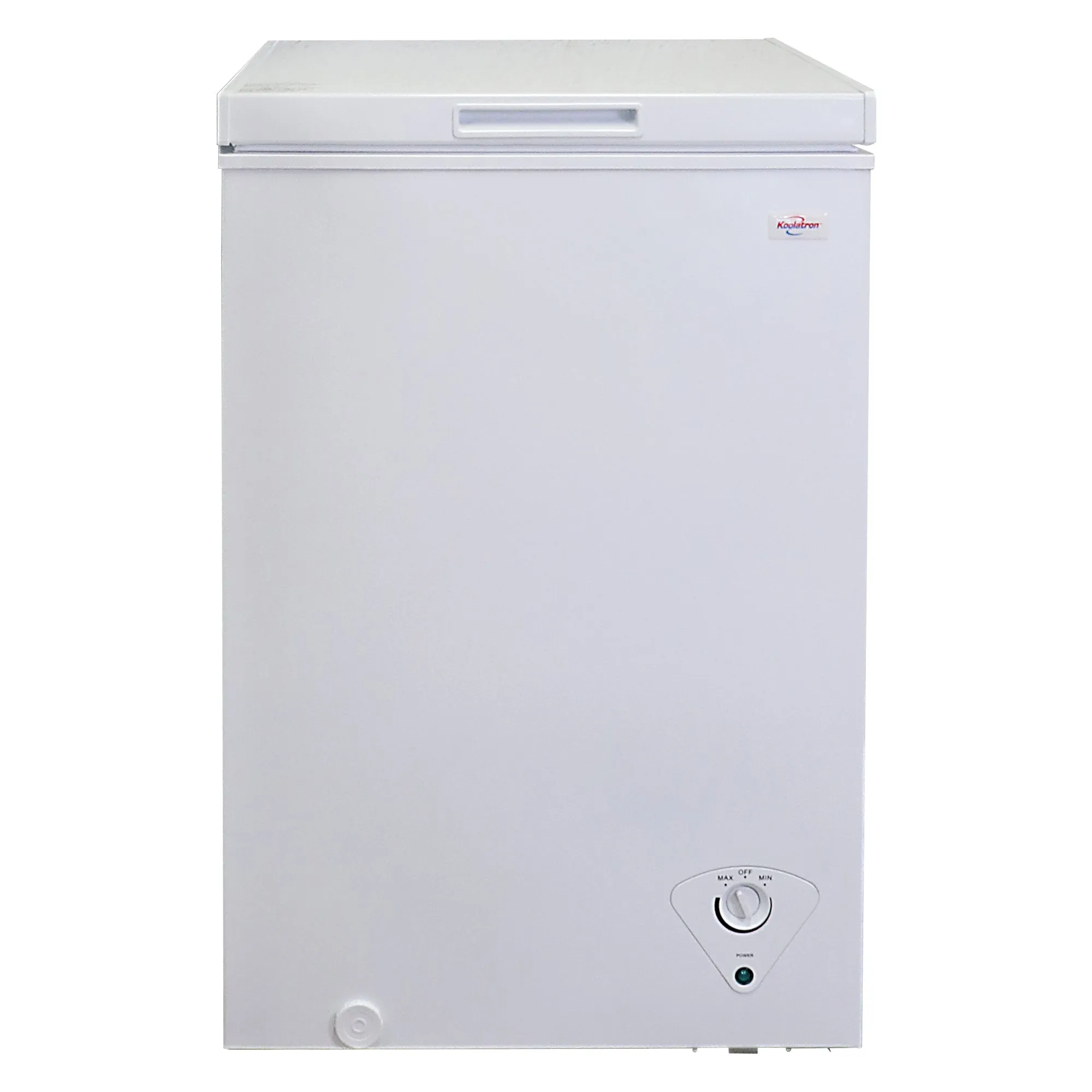 Koolatron Compact Chest Freezer, 3.5 cu ft (99L), White, Manual Defrost Deep Freeze, Storage Basket, Space-Saving Flat Back, Stay-Open Lid, Front-Access Defrost Drain, for Apartment, Condo, Cottage