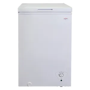 Koolatron Compact Chest Freezer, 3.5 cu ft (99L), White, Manual Defrost Deep Freeze, Storage Basket, Space-Saving Flat Back, Stay-Open Lid, Front-Access Defrost Drain, for Apartment, Condo, Cottage