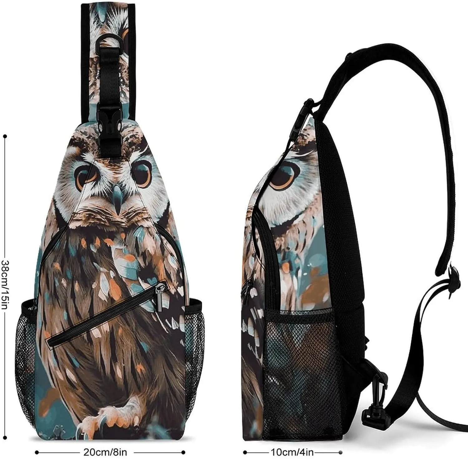 Lightweight Chest Bag Crossbody Bag Animal Cute Owl Sling Backpack for Women Men Sports Travel