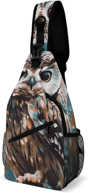 Lightweight Chest Bag Crossbody Bag Animal Cute Owl Sling Backpack for Women Men Sports Travel