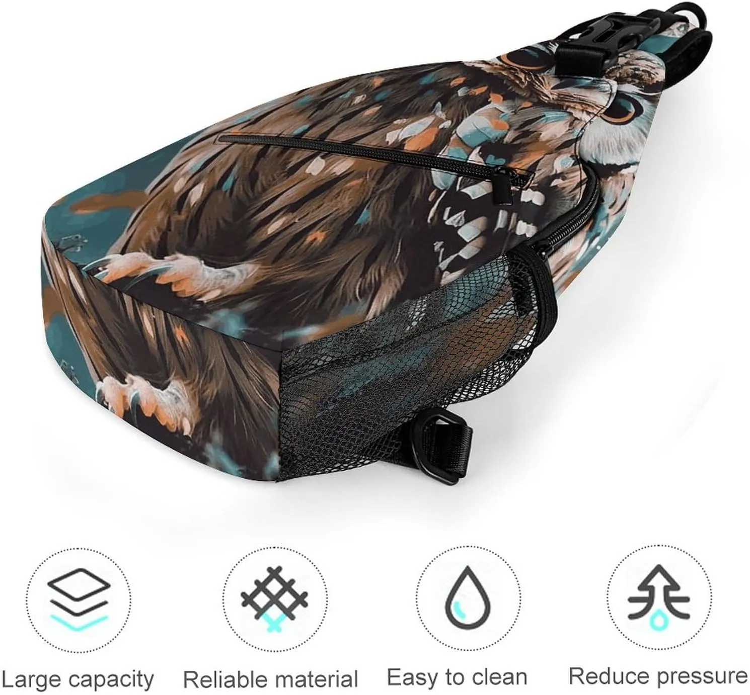 Lightweight Chest Bag Crossbody Bag Animal Cute Owl Sling Backpack for Women Men Sports Travel