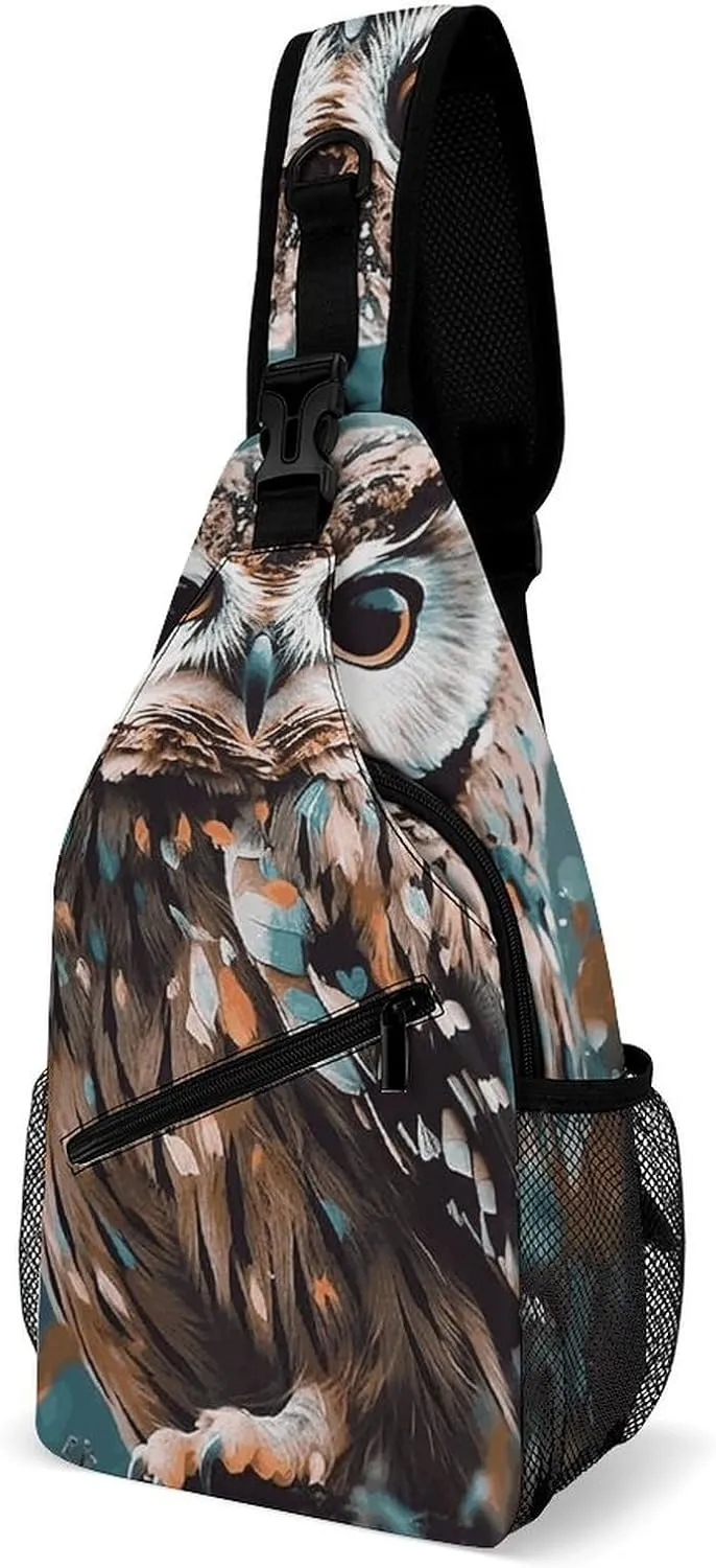 Lightweight Chest Bag Crossbody Bag Animal Cute Owl Sling Backpack for Women Men Sports Travel