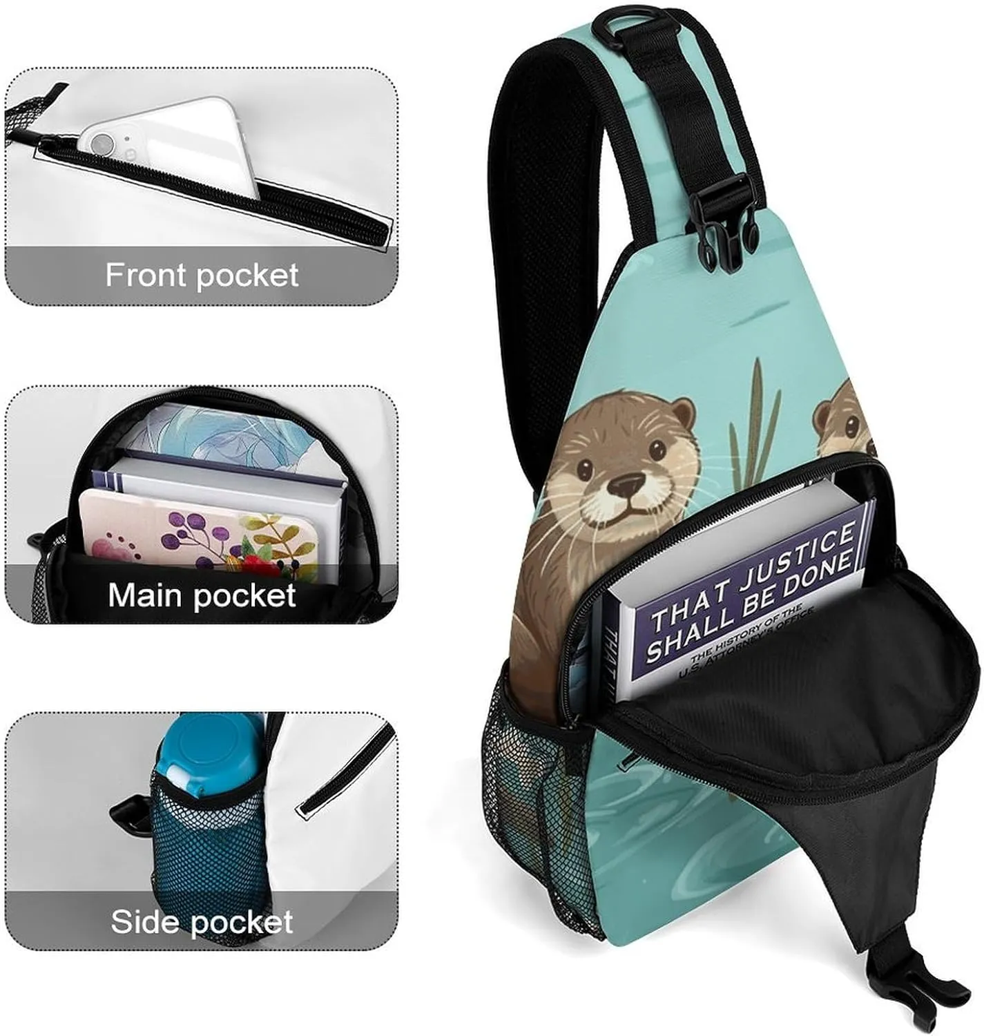 Lightweight Chest Bag Crossbody Bag Otters Sling Backpack for Women Men Sports Travel