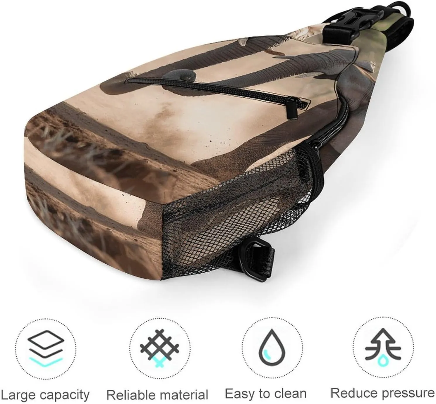 Lightweight Chest Bag Crossbody Bag Two Elephants Playing Sling Backpack for Women Men Sports Travel