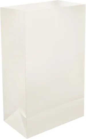 LumaBase Plastic Luminaria Bags, White - Set of 12
