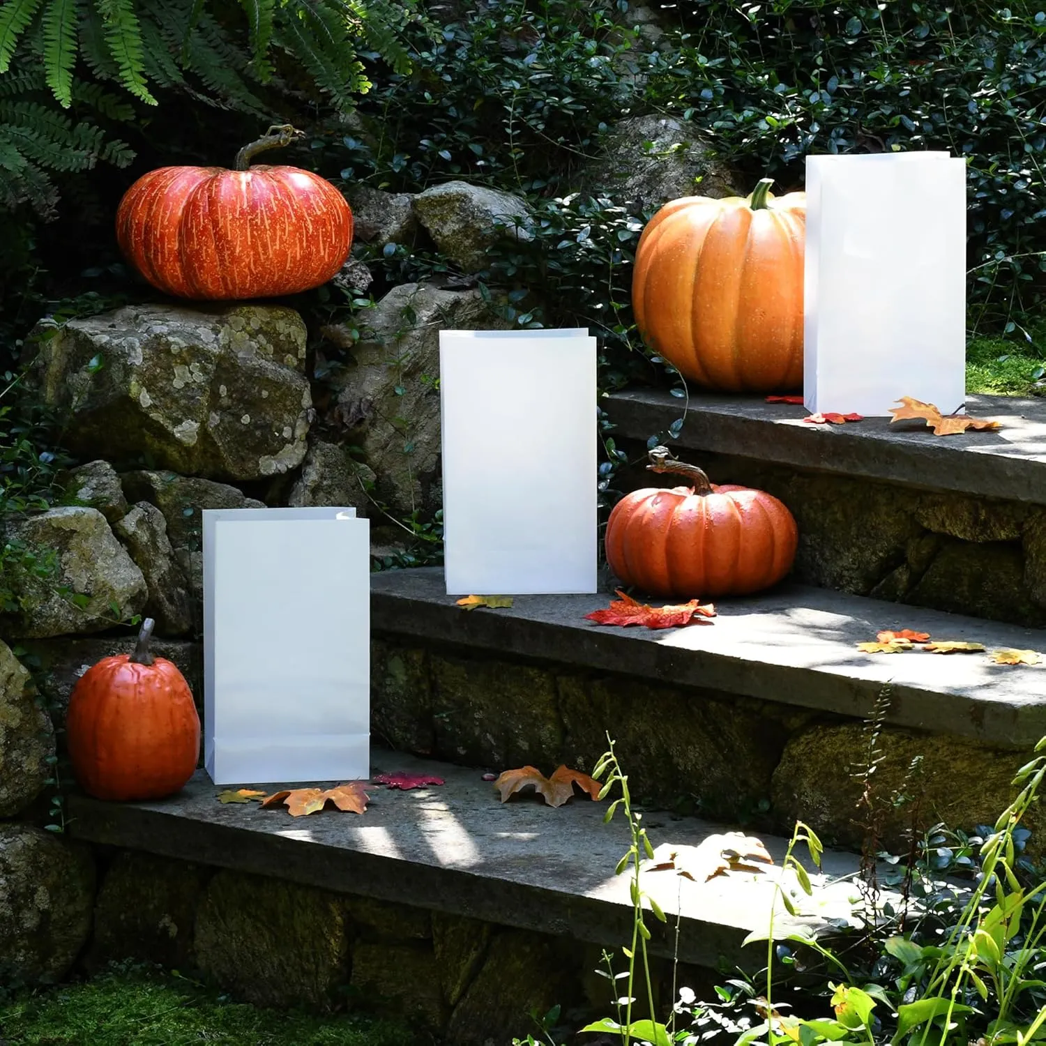 LumaBase Plastic Luminaria Bags, White - Set of 12