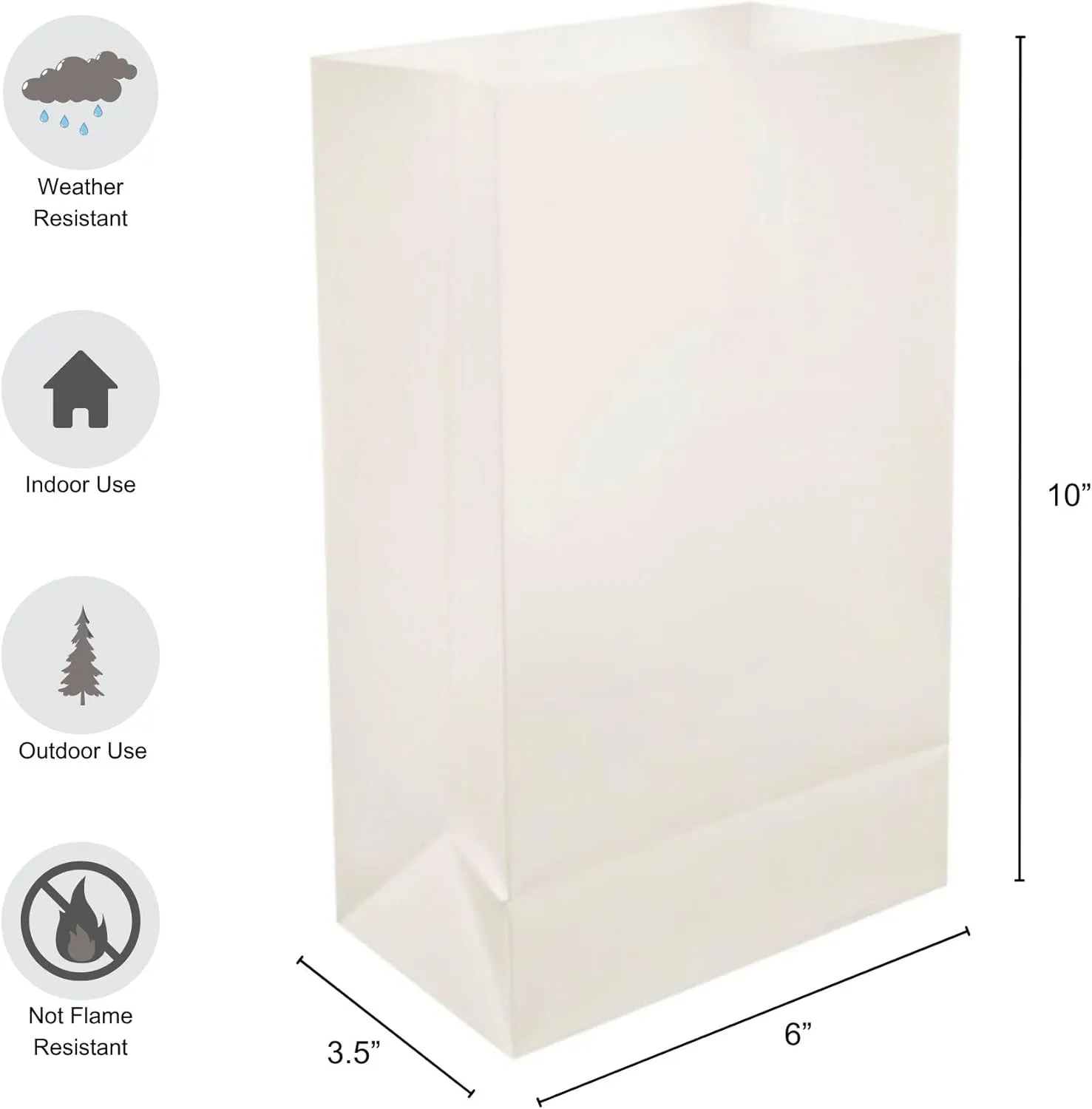 LumaBase Plastic Luminaria Bags, White - Set of 12