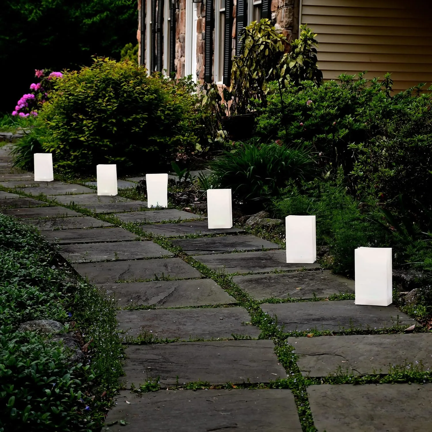 LumaBase Plastic Luminaria Bags, White - Set of 12