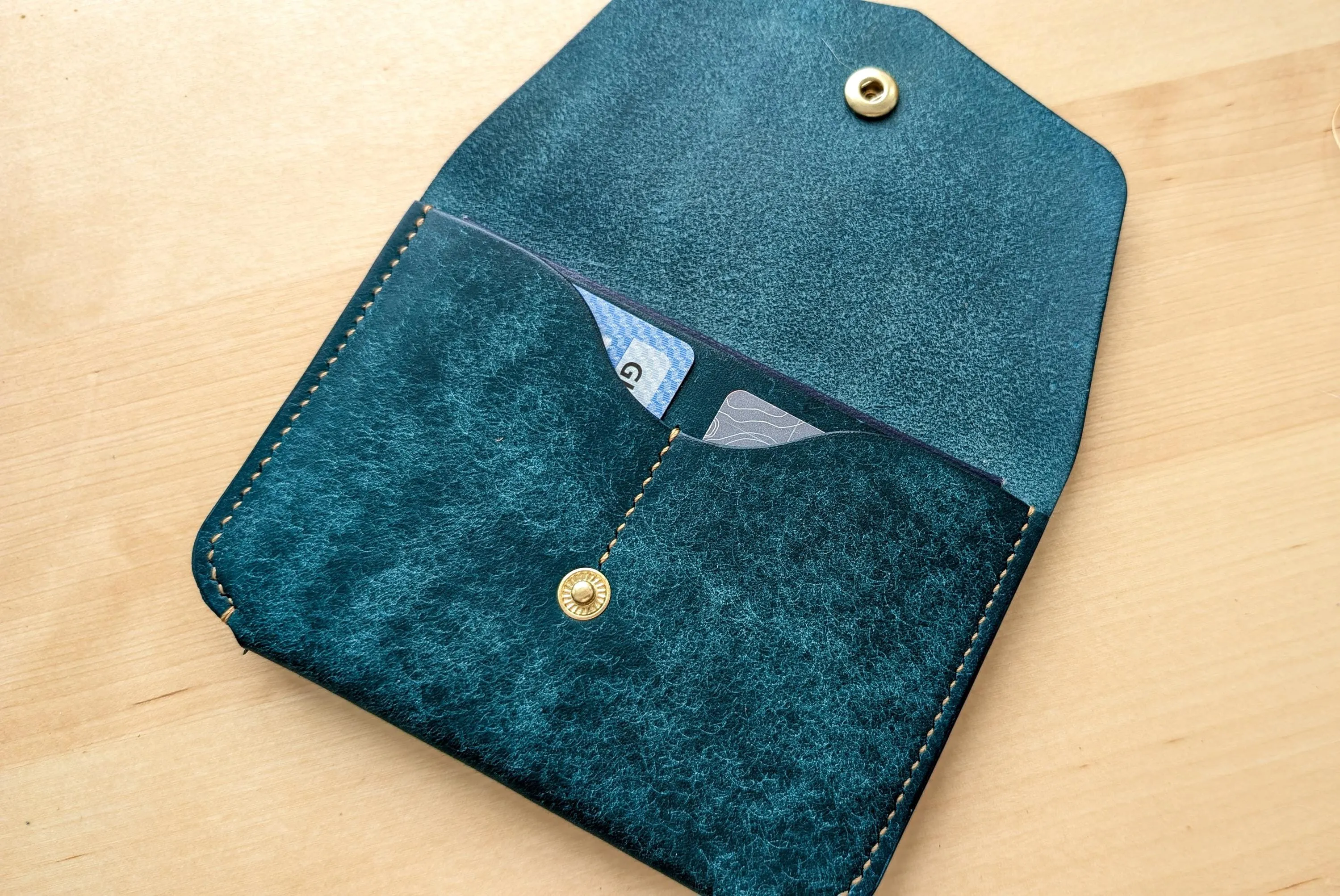 Mediterranean Blue Hand Sewn Italian Leather Snap Wallet/Passport Case