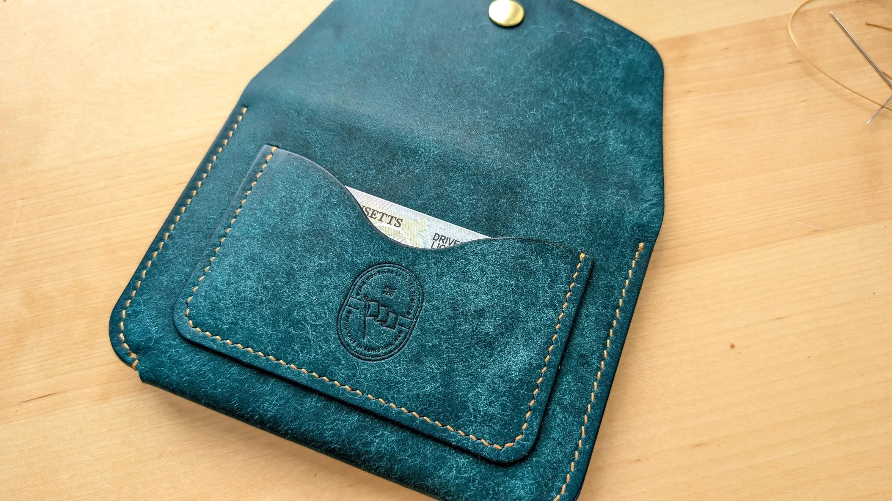 Mediterranean Blue Hand Sewn Italian Leather Snap Wallet/Passport Case