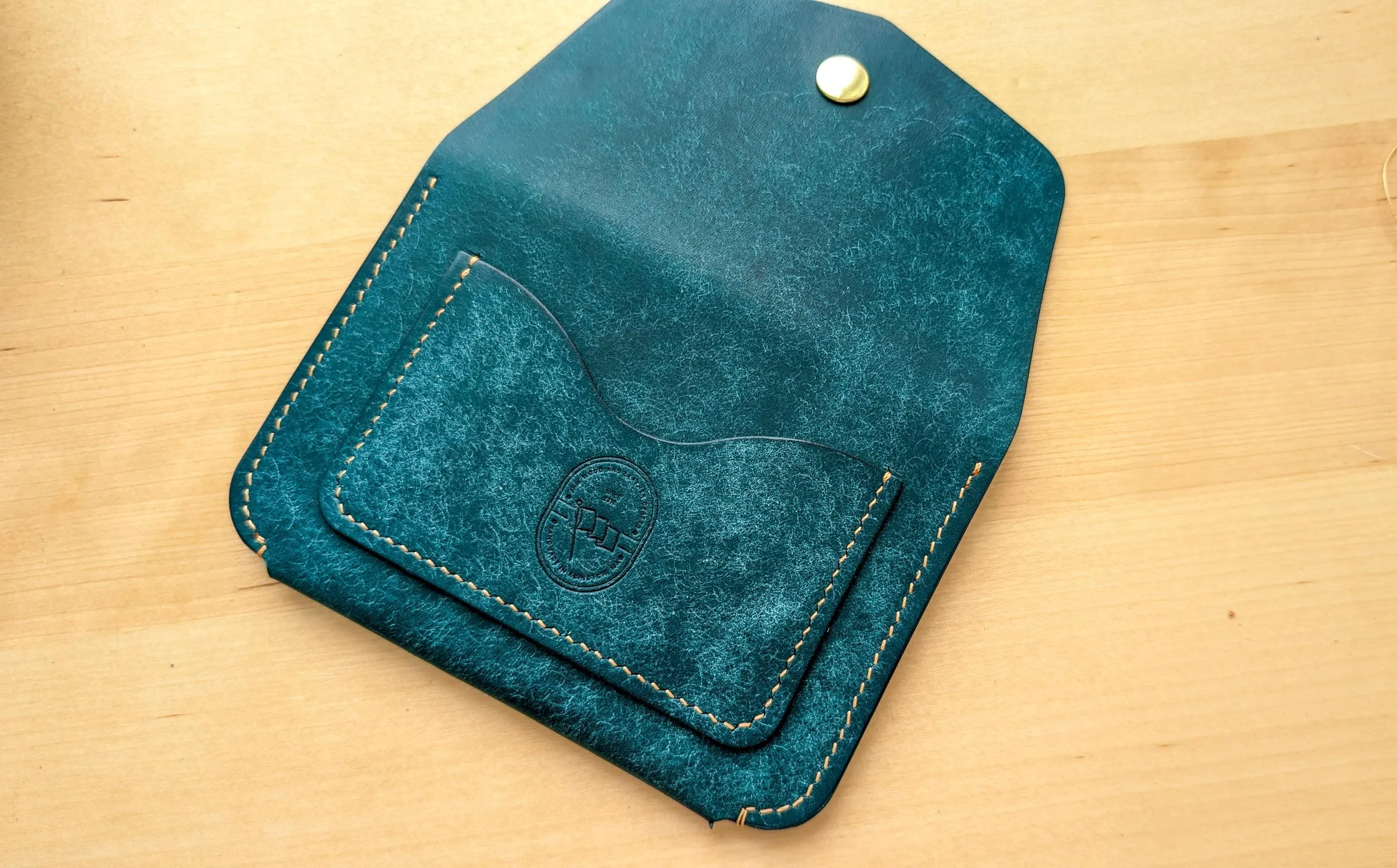 Mediterranean Blue Hand Sewn Italian Leather Snap Wallet/Passport Case