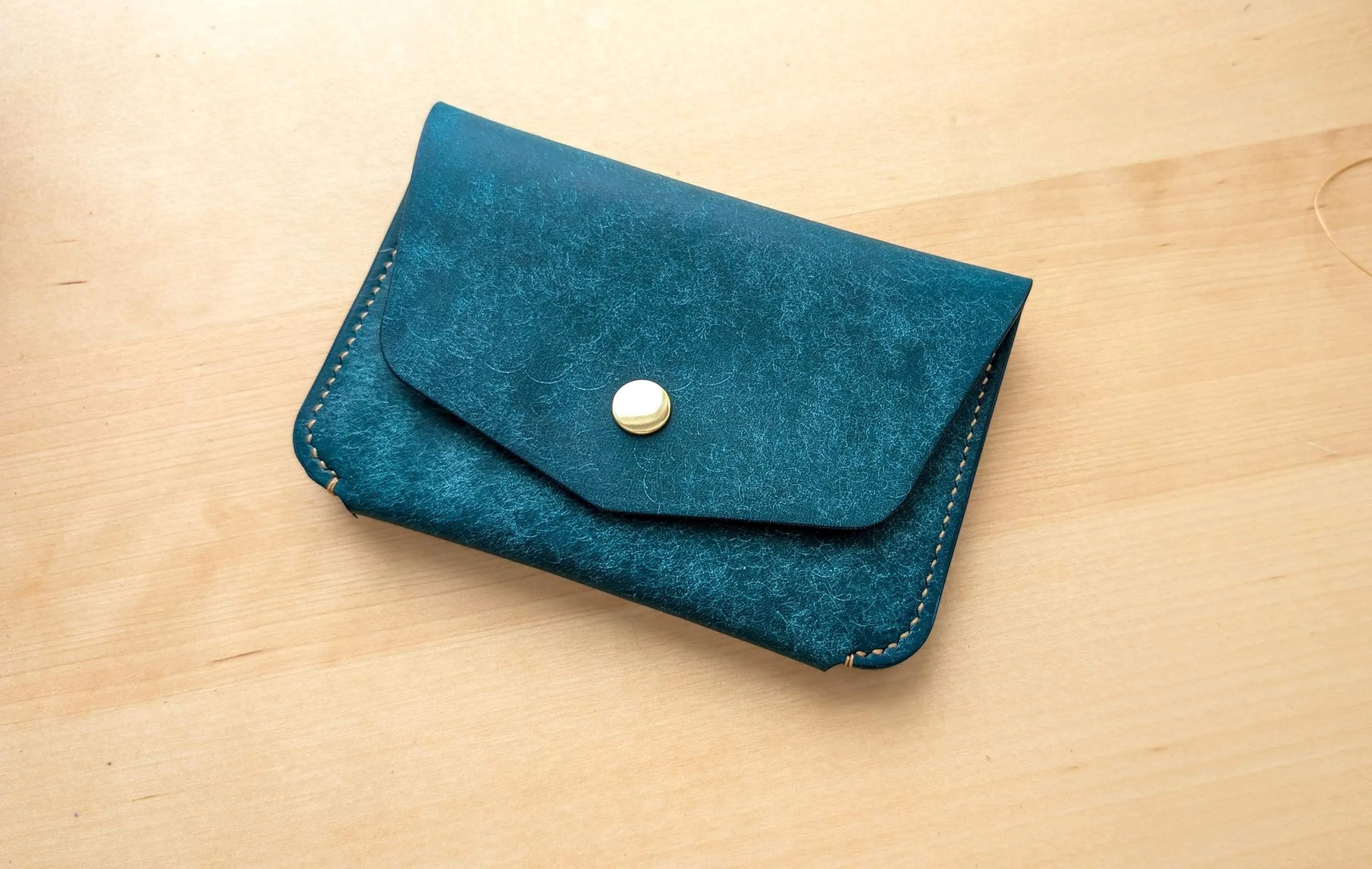 Mediterranean Blue Hand Sewn Italian Leather Snap Wallet/Passport Case