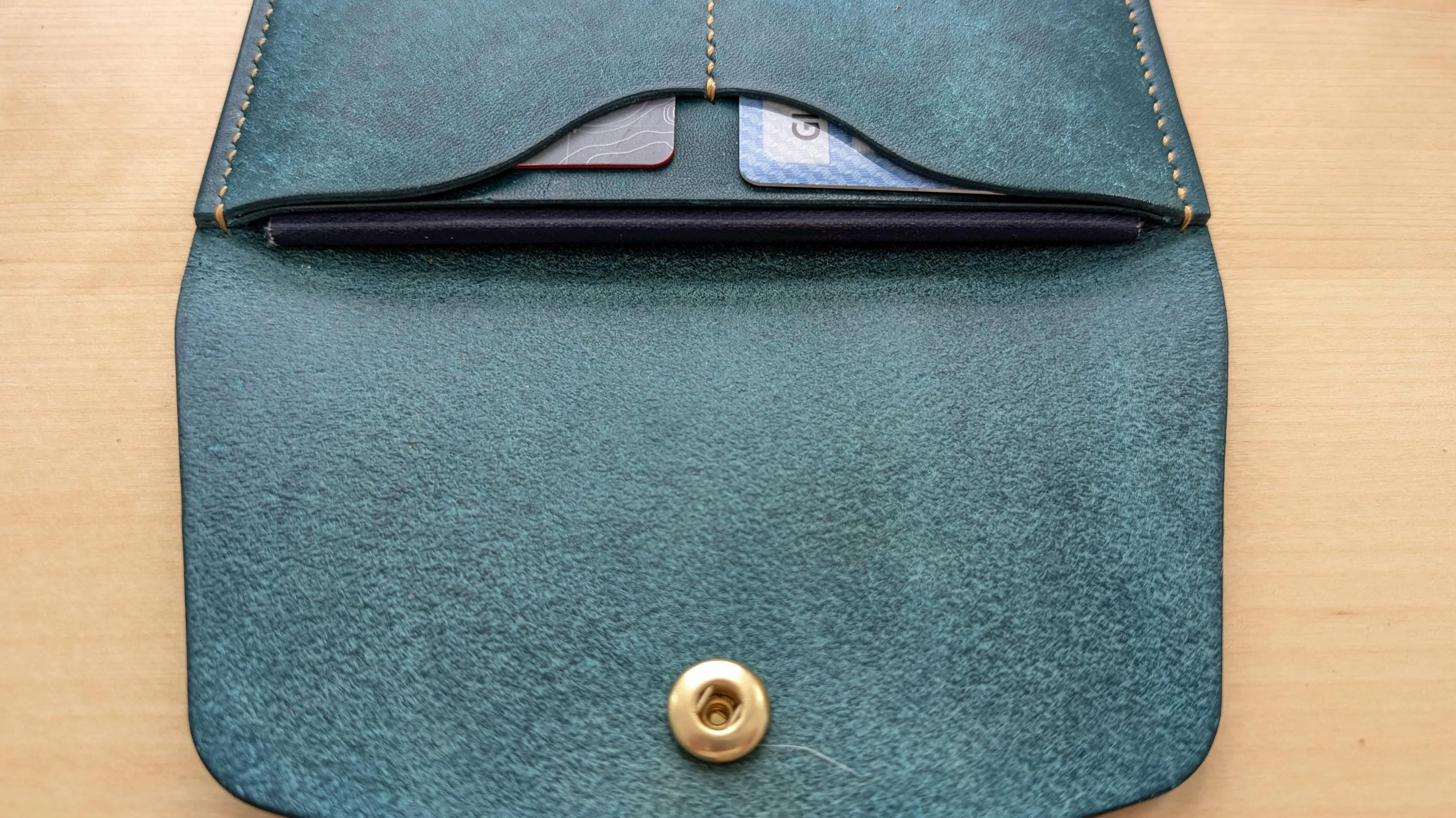 Mediterranean Blue Hand Sewn Italian Leather Snap Wallet/Passport Case