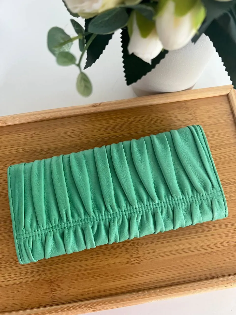 Menta Nappa Gaufre Long Wallet