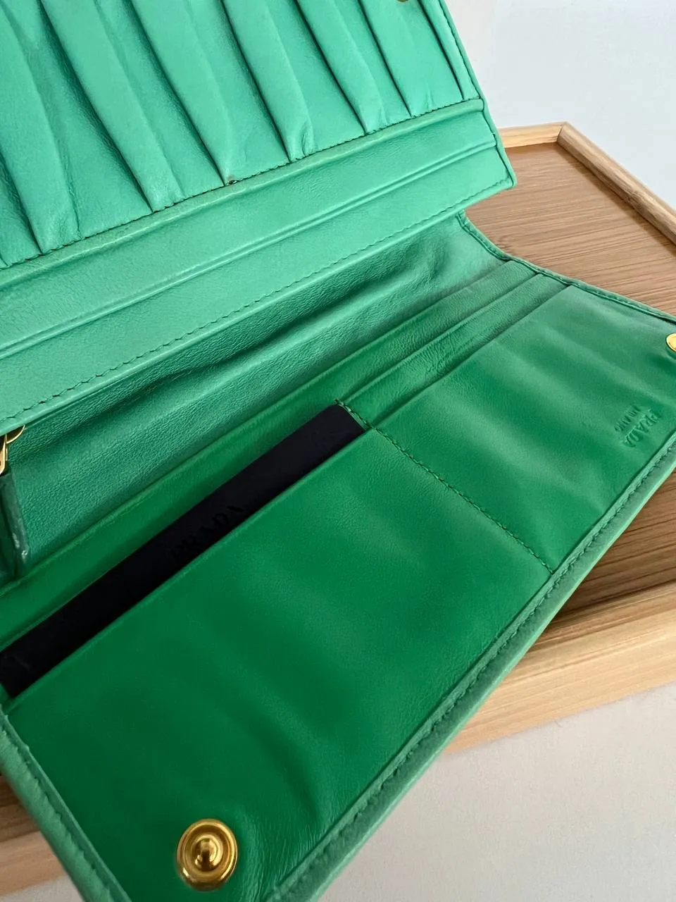 Menta Nappa Gaufre Long Wallet