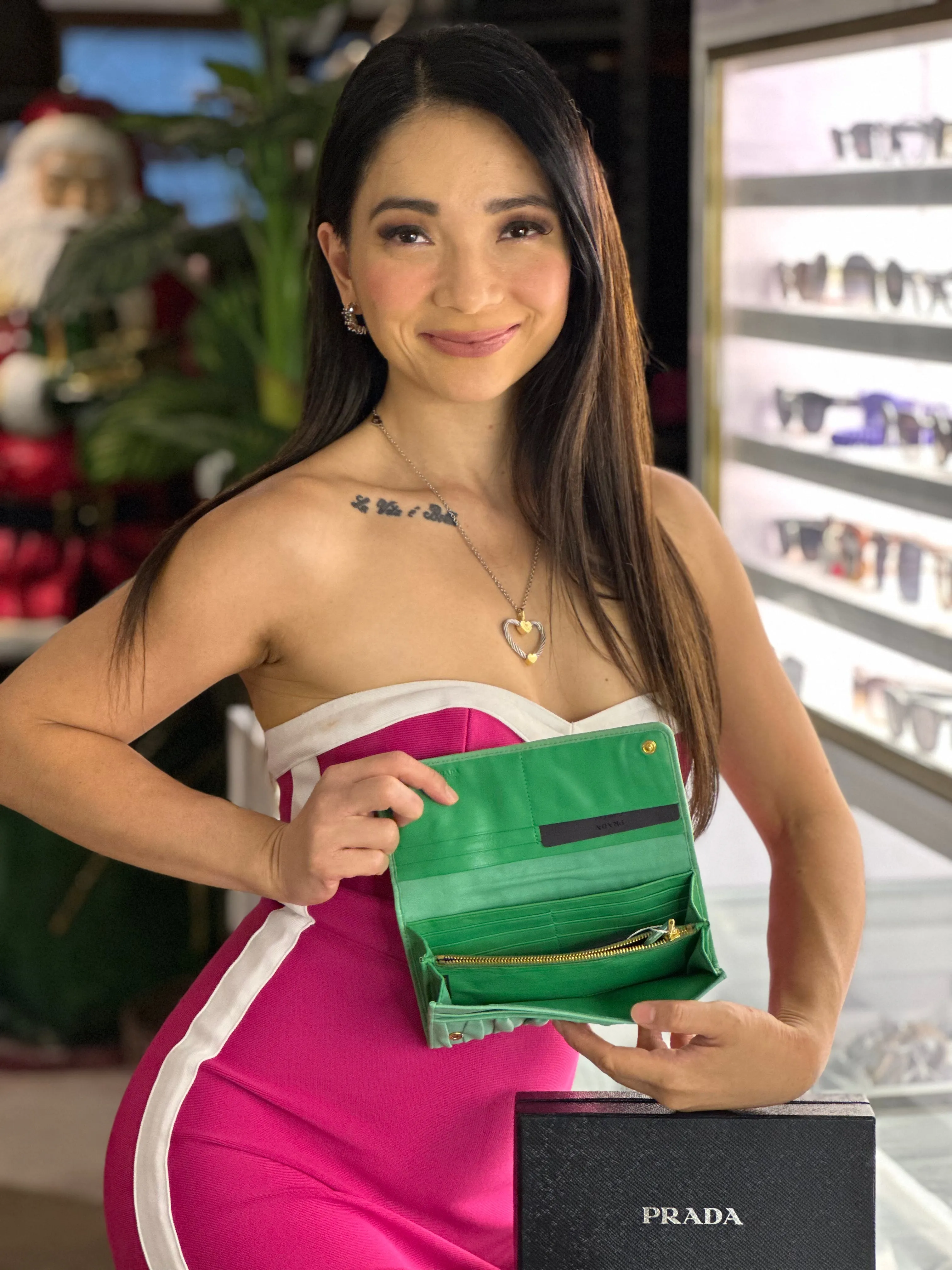 Menta Nappa Gaufre Long Wallet