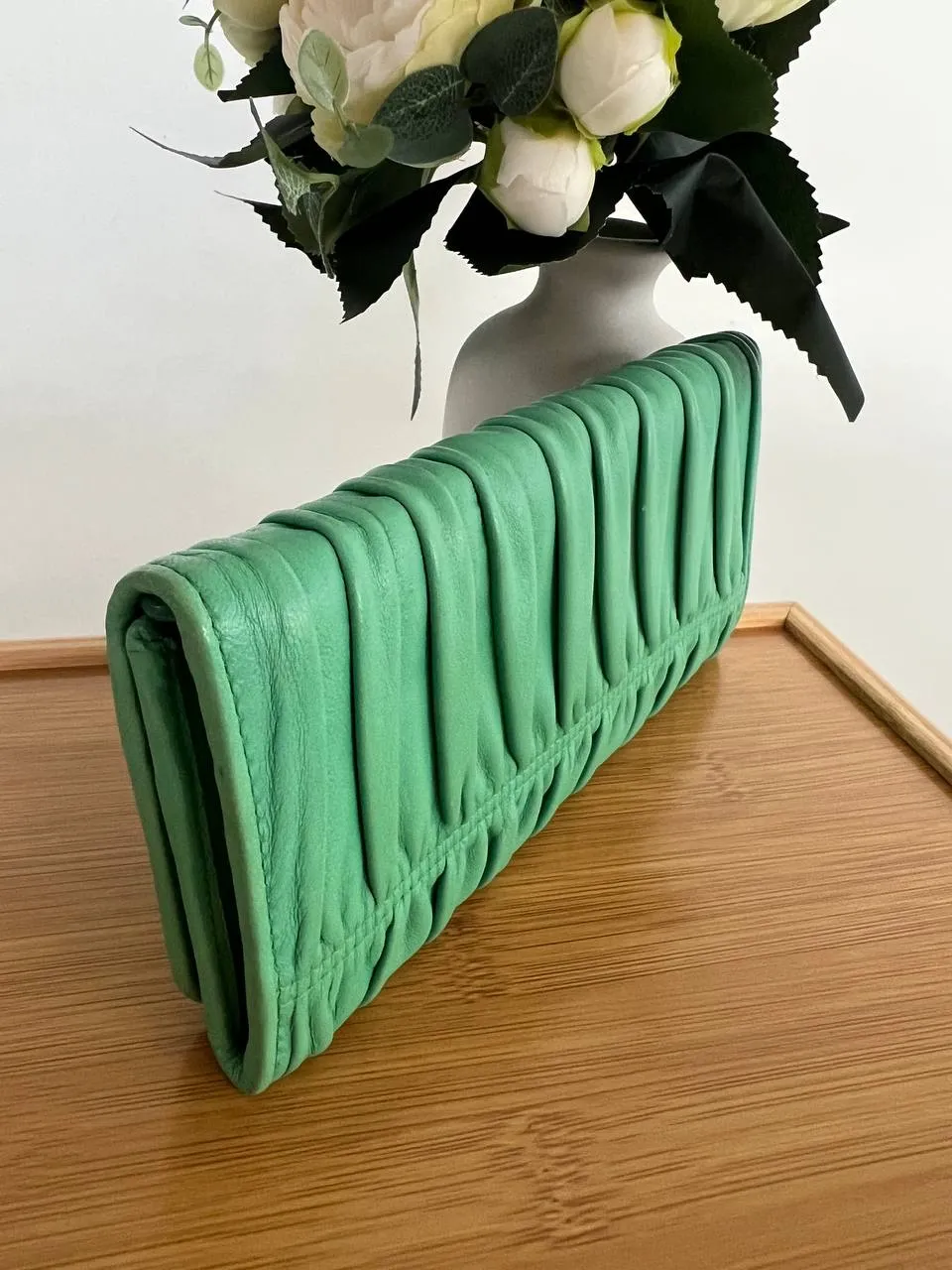 Menta Nappa Gaufre Long Wallet