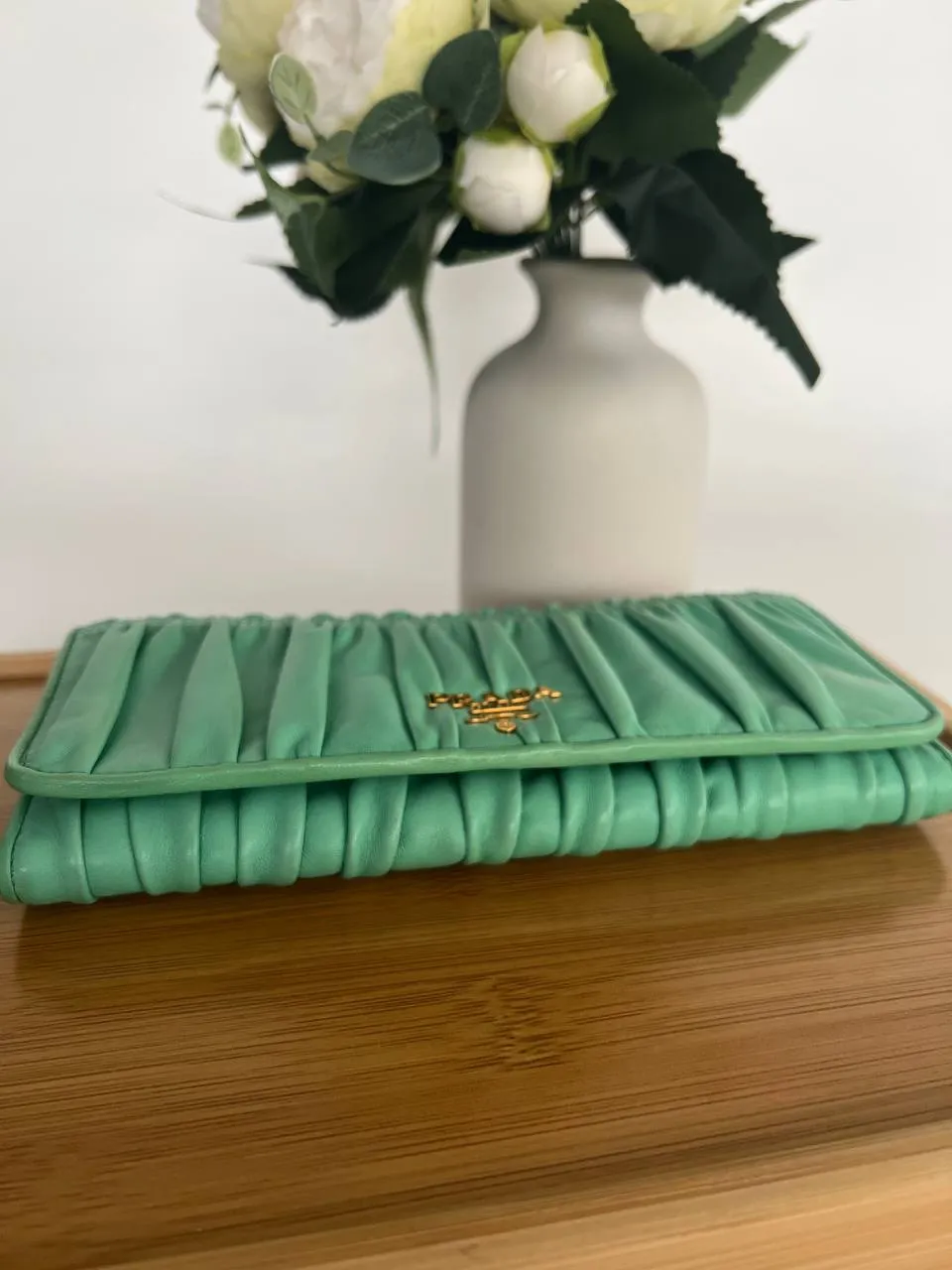 Menta Nappa Gaufre Long Wallet