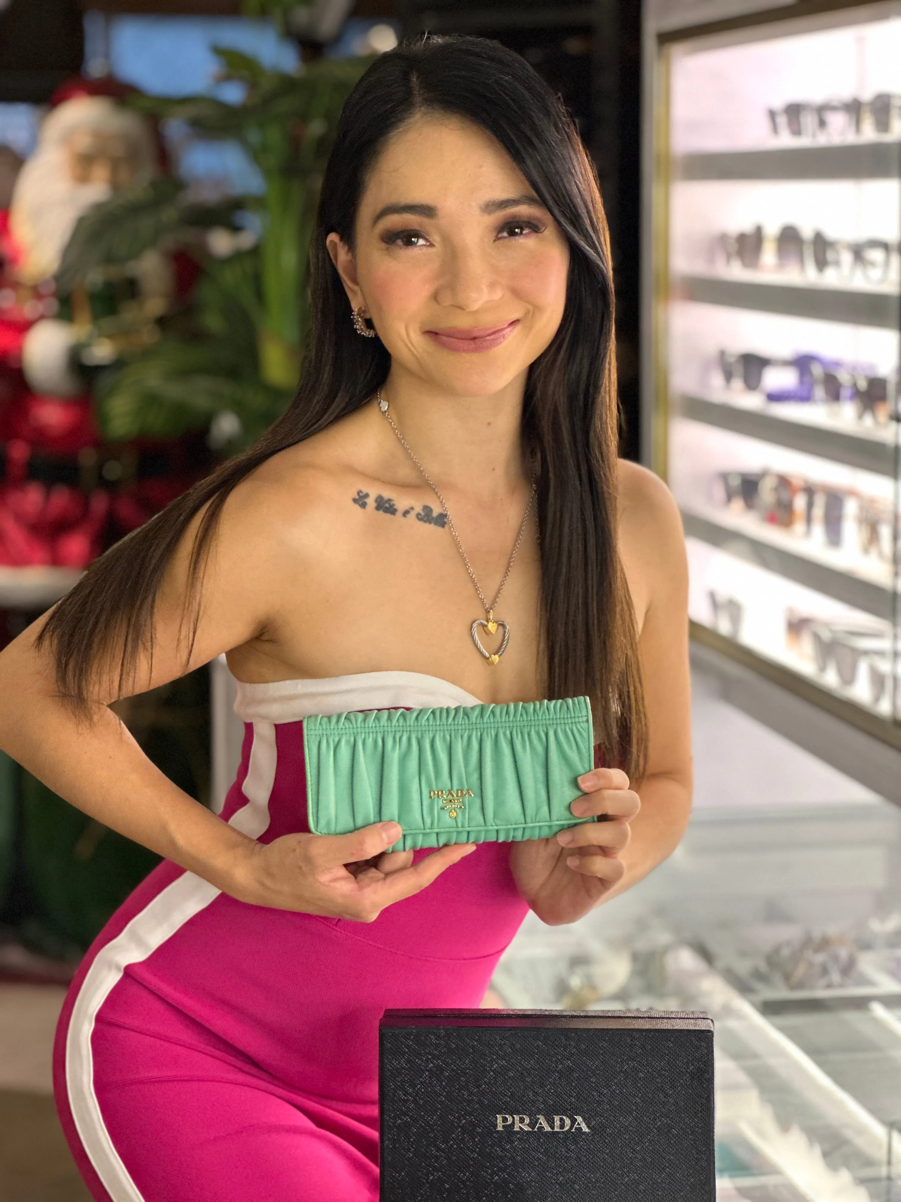 Menta Nappa Gaufre Long Wallet