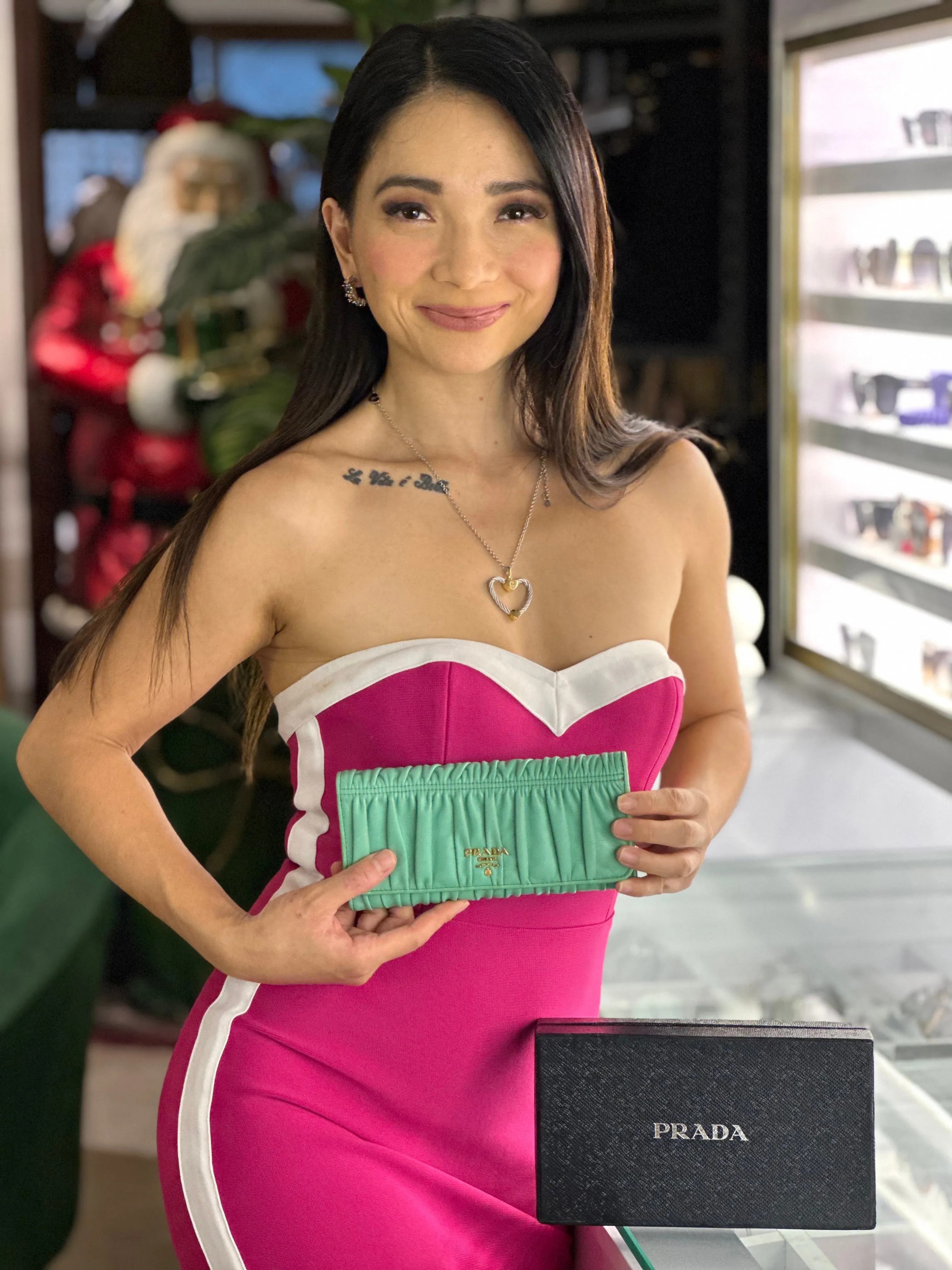 Menta Nappa Gaufre Long Wallet