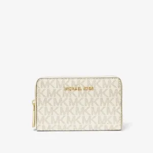 Michael Michael Kors Small Logo and Leather Wallet, cream