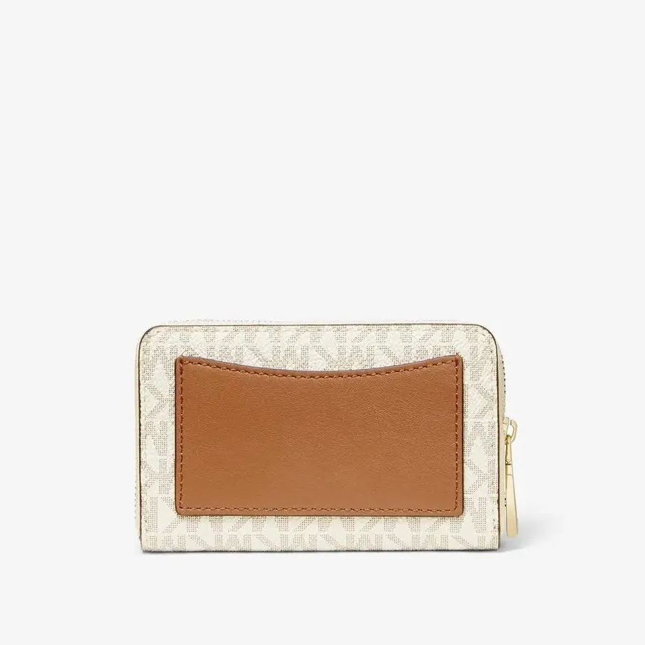 Michael Michael Kors Small Logo and Leather Wallet, cream