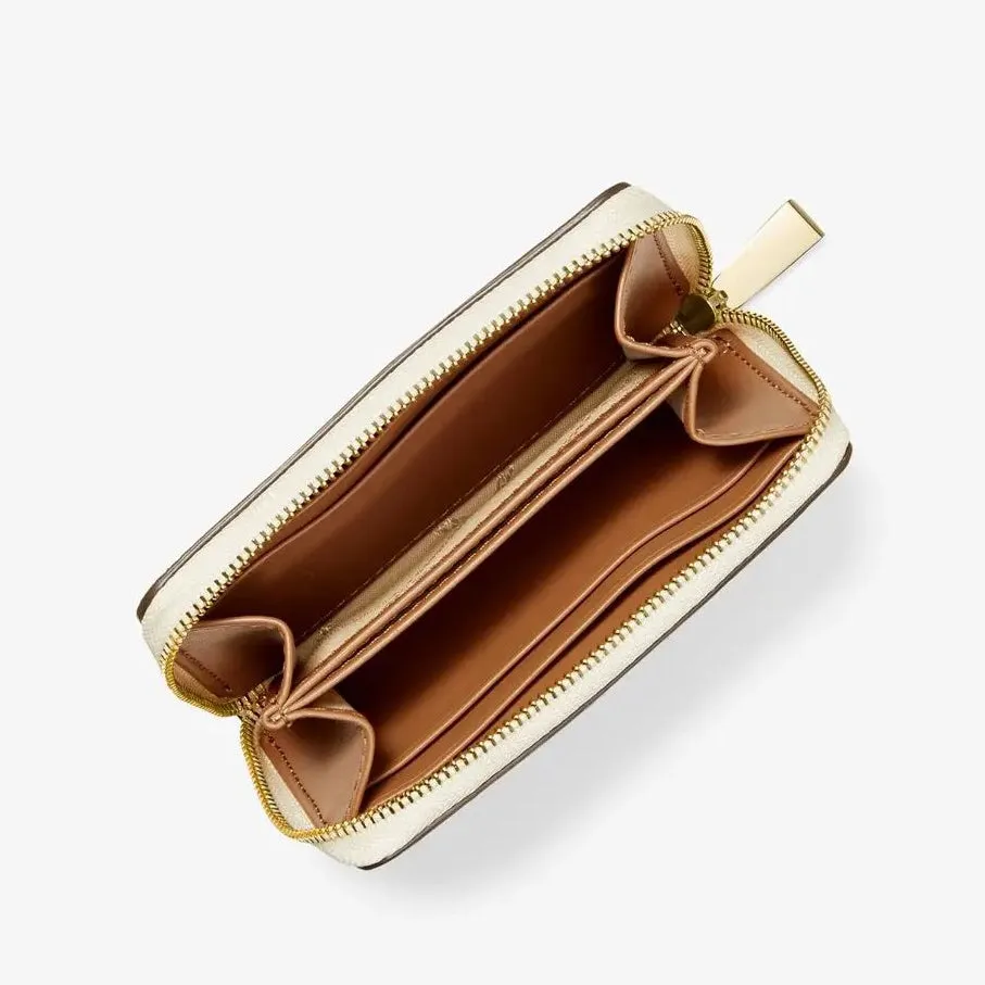 Michael Michael Kors Small Logo and Leather Wallet, cream