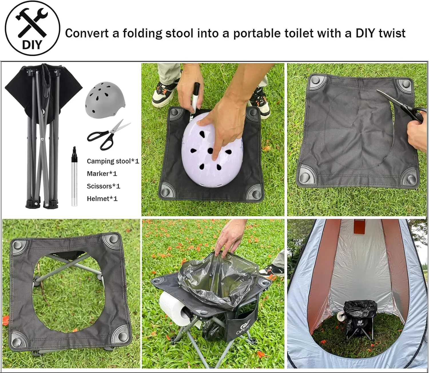 Opliy Camping Stool, Folding Samll Chair Portable Camp Stool for Camping Fishing Hiking Gardening and Beach, Camping Seat with Carry Bag (Green, L 13.5")