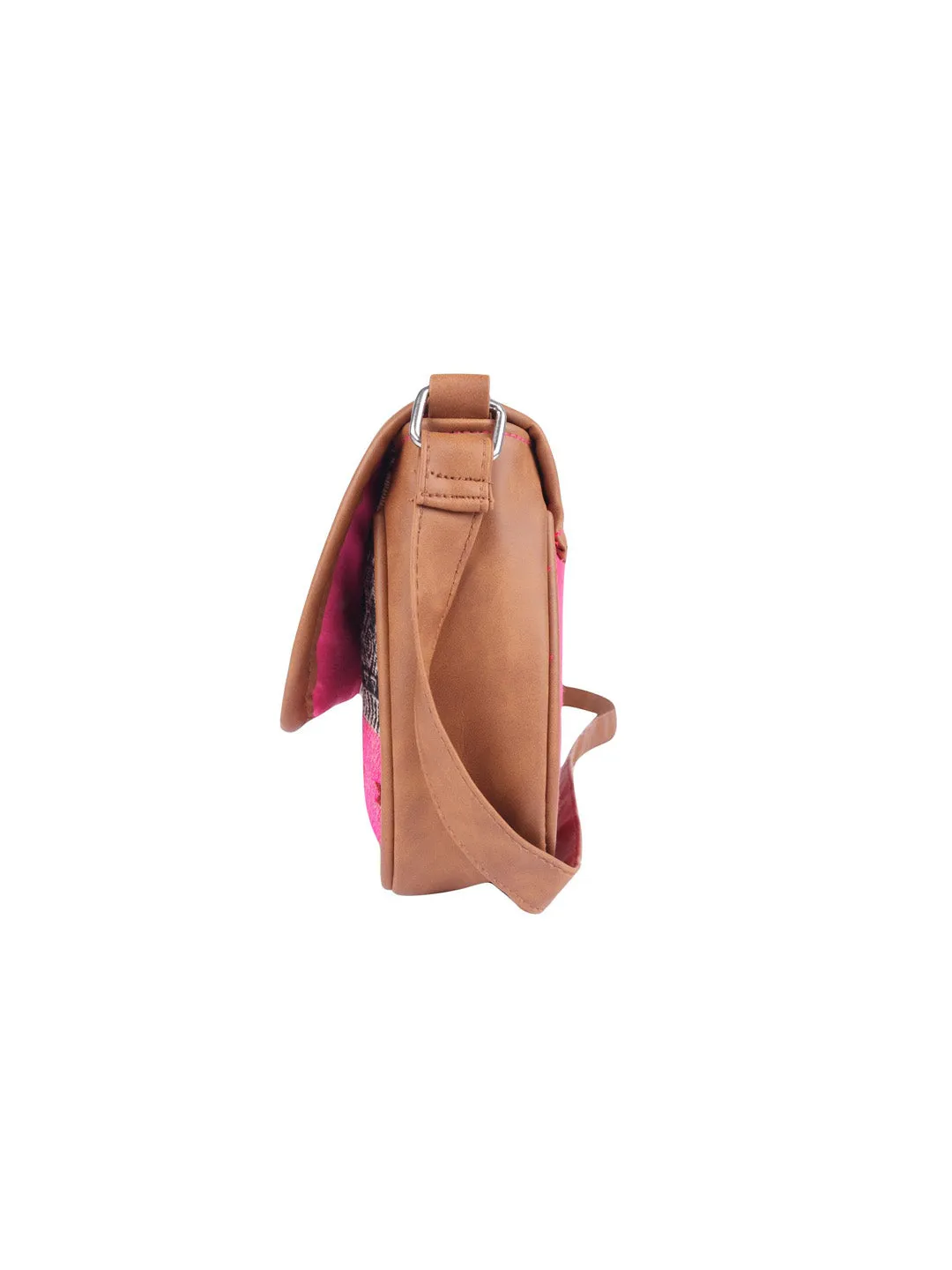 Pink And Black Thick Pattern Crossbody Sling Bag