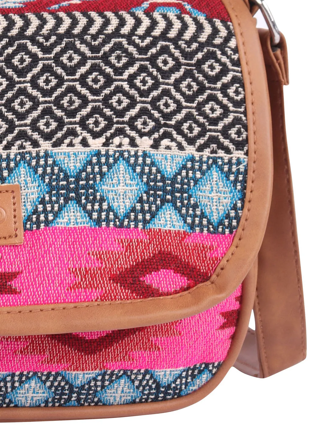 Pink And Black Thick Pattern Crossbody Sling Bag