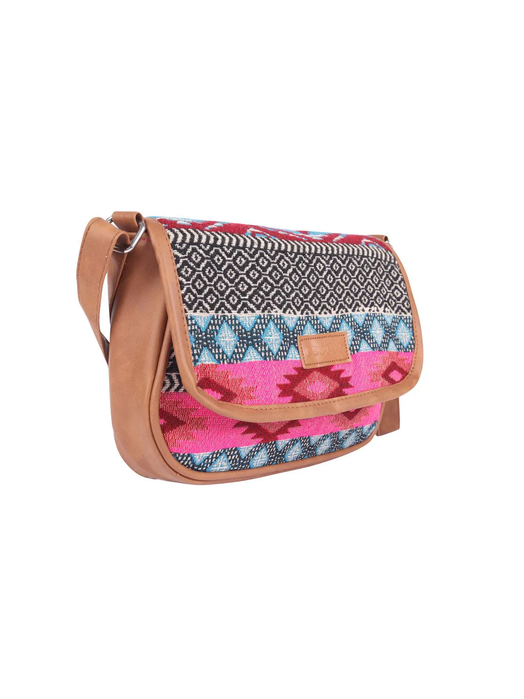 Pink And Black Thick Pattern Crossbody Sling Bag